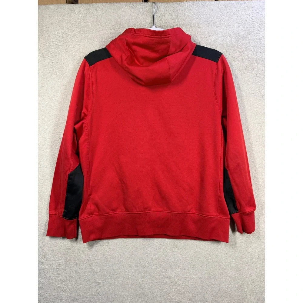 Nike Dri-FIT Hoodie Kids XL Red Black Swoosh Logo Athletic Sweatshirt Pullover